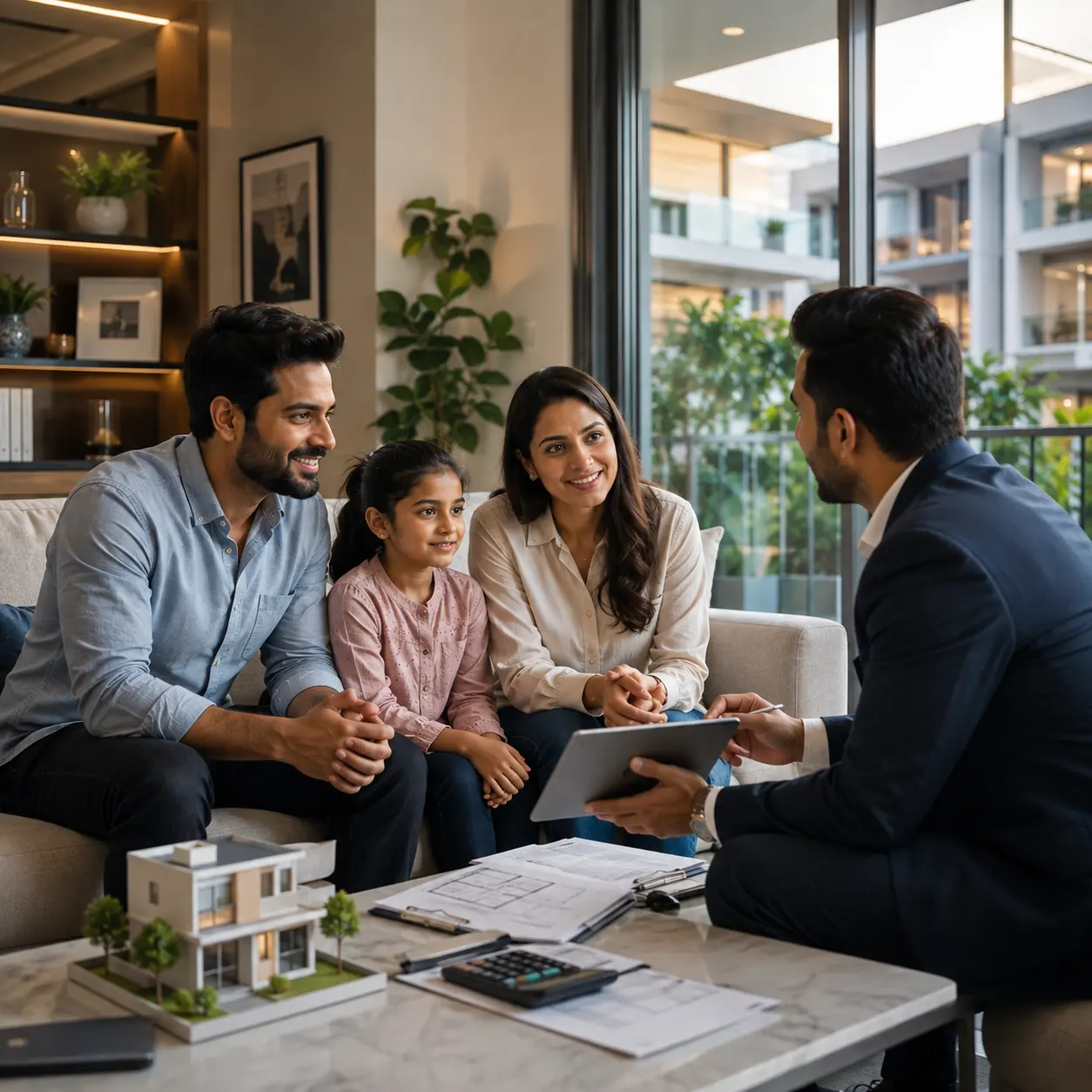 Indian home buyer evaluating a property purchase